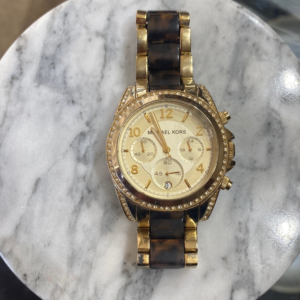 Michael Kors tortoise and gold watch
